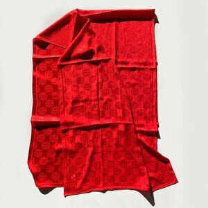 Givenchy 4G Silk Red Scarf Monogram Jacquard Pattern Large Wrap 25"x76"